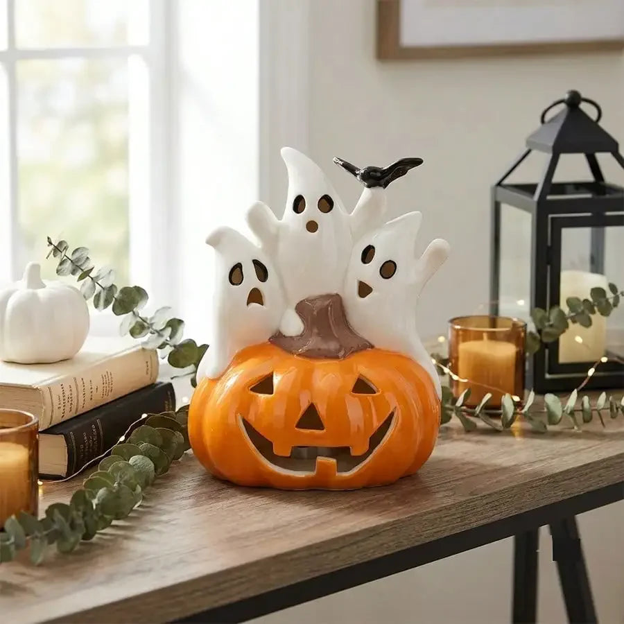 Ghost and Pumpkin Halloween Tabletop Decor for Home
