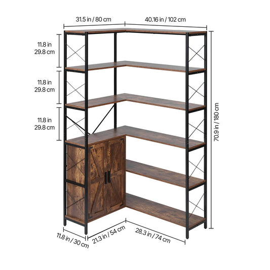 SucceBuy Corner Bookshelf With Storage Shelves For Display