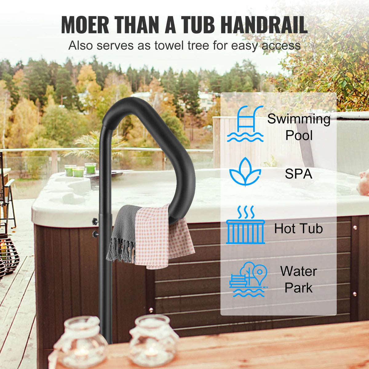 360 Rotatable Adjustable Aluminum Hot Tub Handrail Bathtub