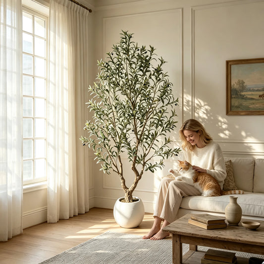 Olitree Artificial Olive Tree With Decorative Planter And Wooden Trunk