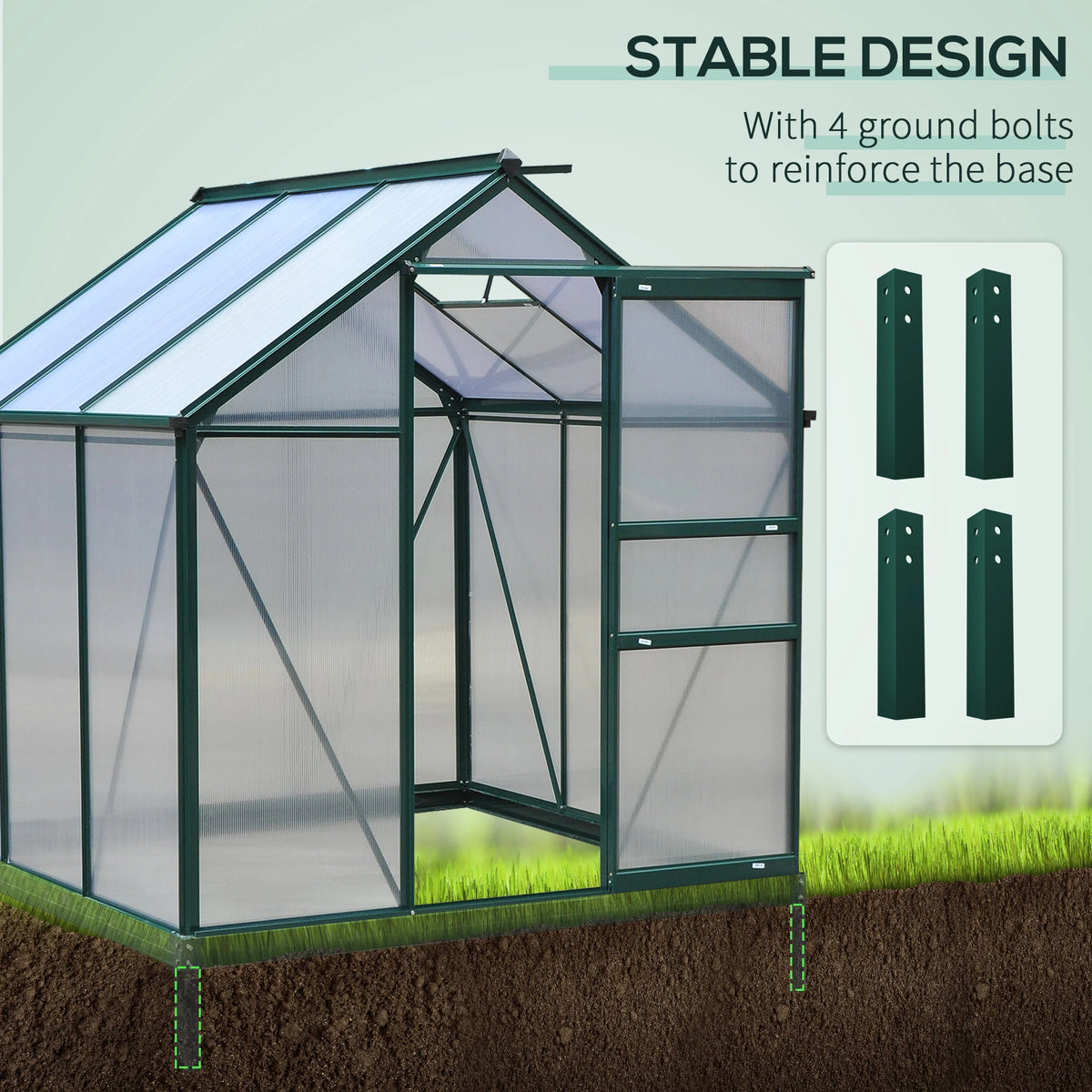Outsunny Walk-In Polycarbonate Greenhouse With Aluminum Frame
