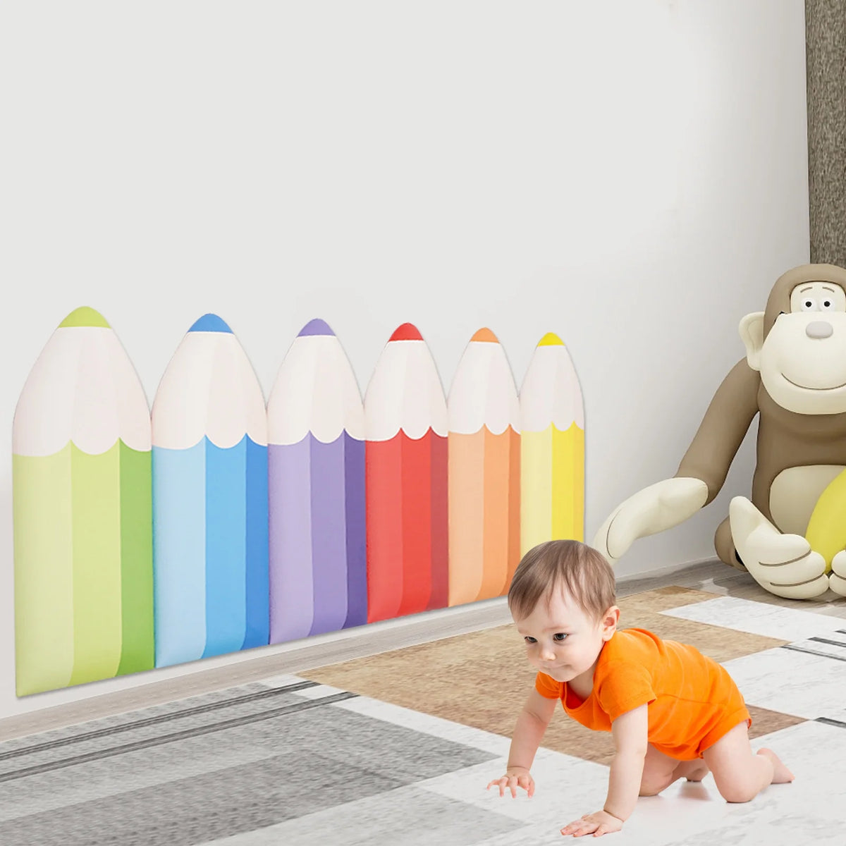 3D Pencil Wall Pads For Kids Self Adhesive Soft Protection