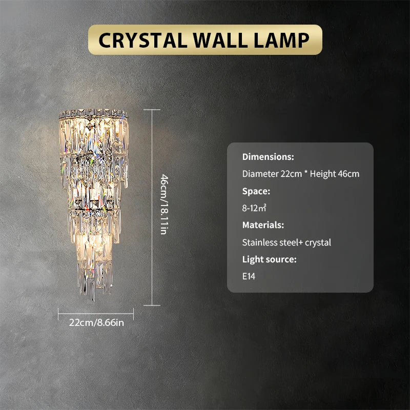 Modern Crystal Indoor Wall Light for Bedrooms and Hallways
