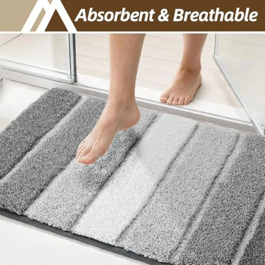 Bathroom Rugs 24x17, Ultra Soft Absorbent Bath Mat, Non-Slip TPR Backing Stays in Place, Machine Washable Bath Rugs Shaggy Rug
